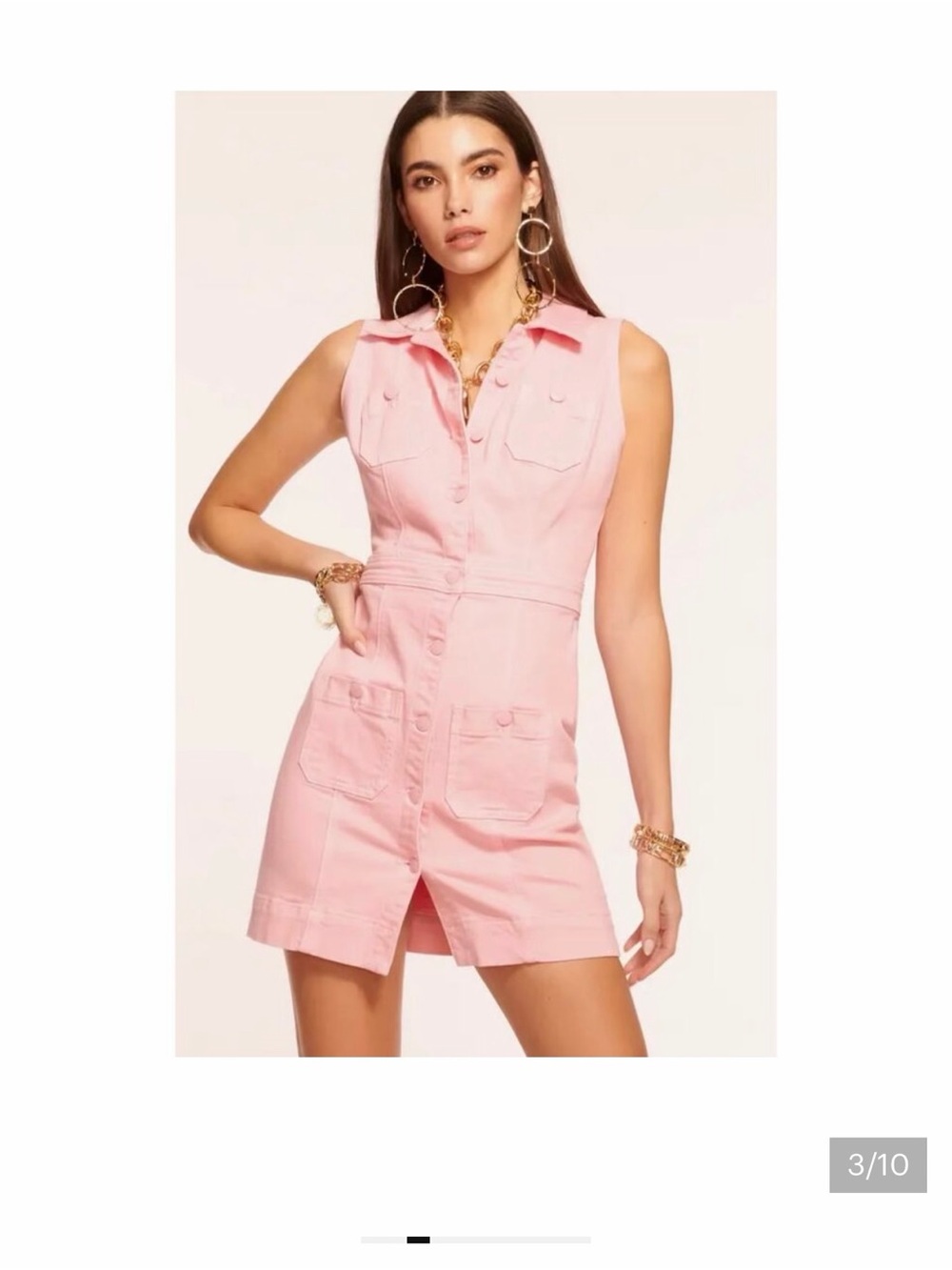 Ramy Brook Light Pink Sleeveless Button-Front Mini Dress